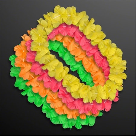 Endless Games Hawaiian Flower Lei Necklace, Assorted Color Neon Colors - Dozen EN3332840